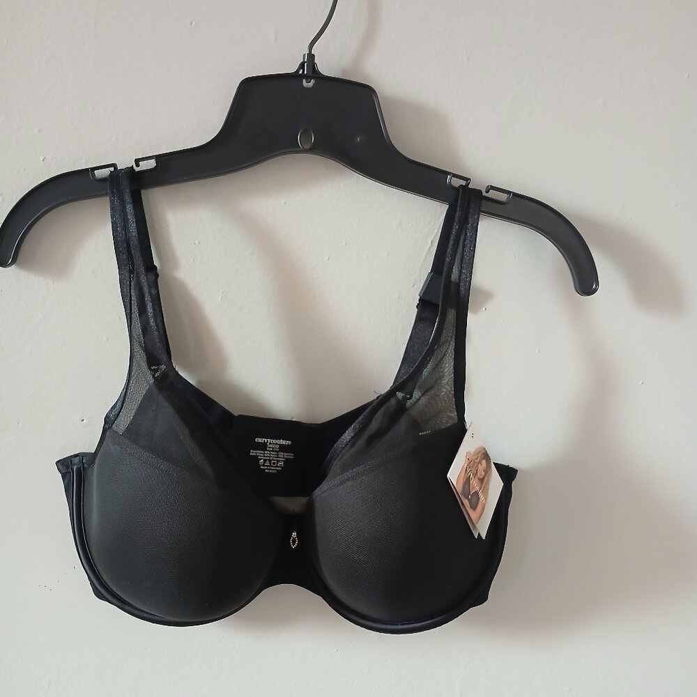 Curvy Couture Women's‎ Black Push up Bra Adjustable Strap Size 34DDD